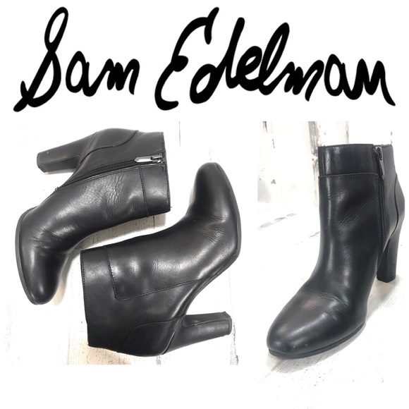 Sam Edelman Shoes - Sam Edelman Black Leather Zip Boot Booties Sz 8.5